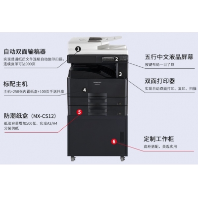 夏普（SHARP）BP-M2522R 復(fù)印機(jī) A3黑白激光多功能一體機(jī)（標(biāo)配+第二紙盒+工作臺(tái)落地）